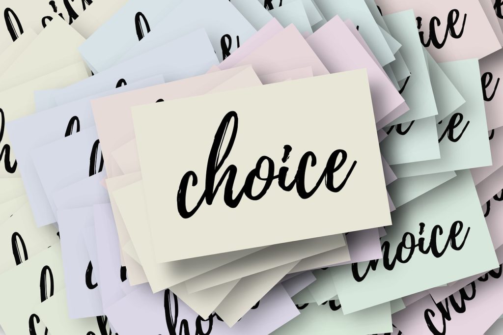 choice, select, decide